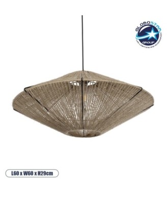 GLOBOSTAR® OVNI 205-0029 Boho Κρεμαστό Φωτιστικό Οροφής με Ντουί 1 x E27 AC 220-240V IP20 - Μπεζ - M60 x Π60 x Υ29cm